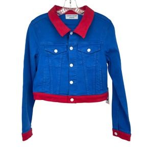 New Cotton Citizen Pepsi Collab Denim Jacket Blue Red XS Womens Crop Blue Red